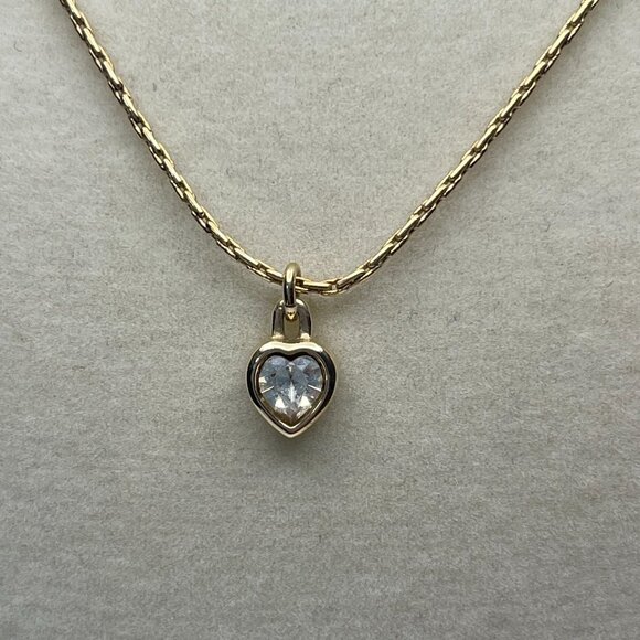 Christian Dior Vintage Crystal Heart Pendant Necklace - Preowned - Picture 2 of 5